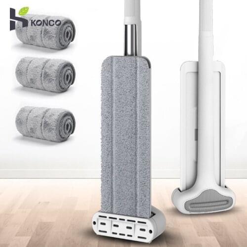 140cm Microfibre Flat Mop,Flipping Flat Mop, Stainless Steel 2/4 Lazy Mop,Wet & Dry Mopping in 2 Sides