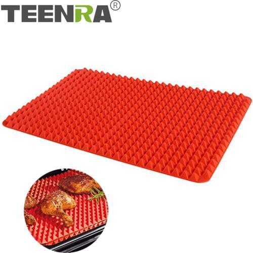 TEENRA Silicone Pyramid Baking Mats Microwave Oven Use BBQ Baking Cooking Oven Mats Baking Pad Silicone Roasting Mat Kitchen