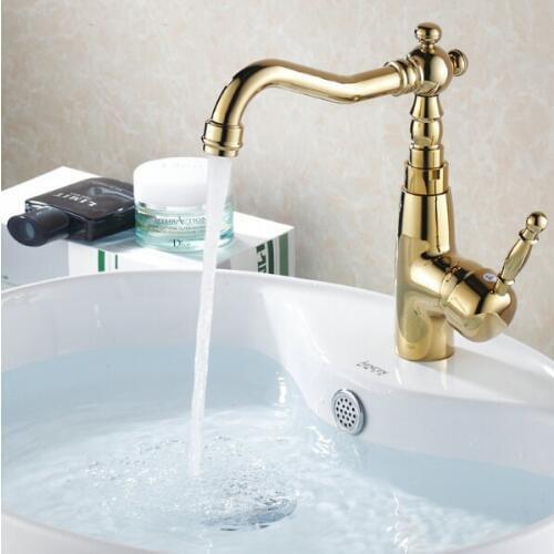 Basin Faucets Mixer Taps Golden Plated Hot and Cold Deck Mounted Latin Style Sink Faucet G1008