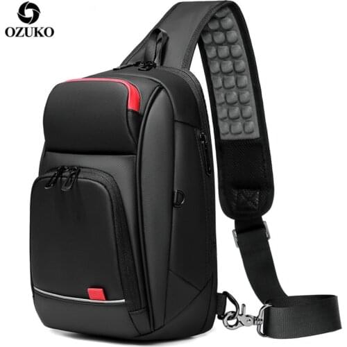 OZUKO USB Charging Men Bag Crossbody Bag Waterproof Male Short Trip Messenger Sling Bag Mens Quality Shoulder Bag 9.7 inch iPad