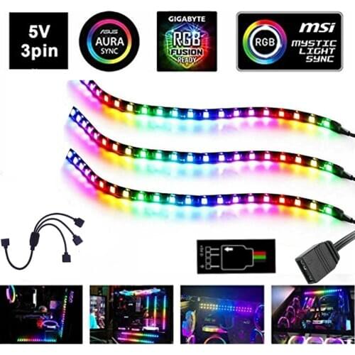 3pin LED Headers WS2812b/WS2812 Addressable RGB Led Strip pixel For PC Computer Case Mainboard Panel Header (+5V,DATA,GND) 5050
