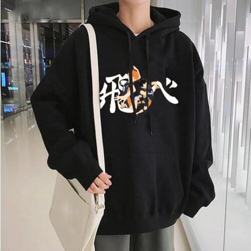 Japan Anime Haikyuu Hoodies Sweatshirt Women Men Harajuku Sweatshirt Karasuno High School Pullover Oversized Male Winter Hoodies