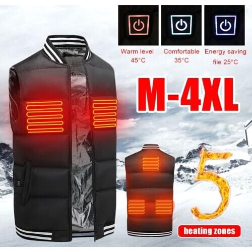 Smart Electric Heating Vest USB Charging Heating Vest Unisex Outdoor Camping Fishing Thermal Clothing Thick & Warm 5 Fever Zone