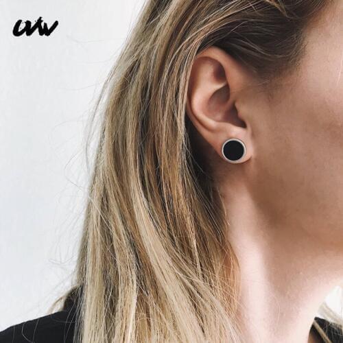 UVW188 2pc Punk Great Wall Design Ear Stud Earrings for Women Men Stainless Steel Pendientes Earrings Fake Plug Fashion Jewrelry