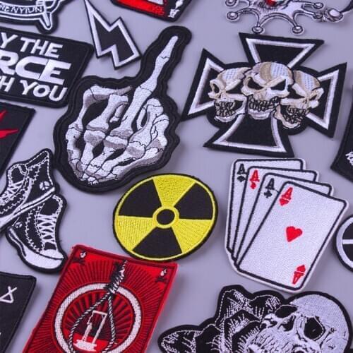 Military Patch Rock Band Hippie Patches Embroidered Iron On Patches For Clothes Jackets Applique Punk Skull Nirvana Patch Badges