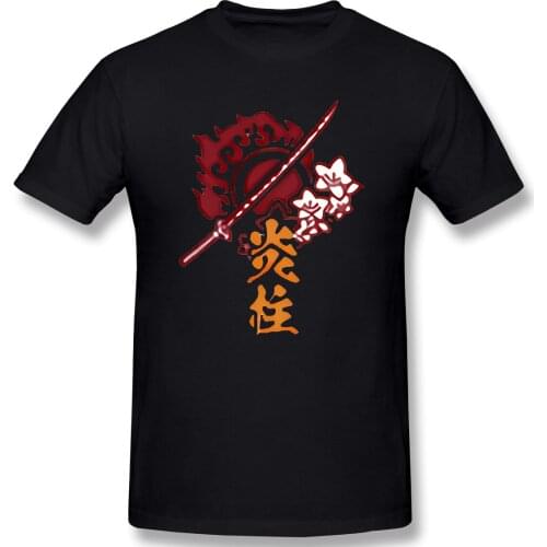 Humor Graphic Mens Basic Short Sleeve T-Shirt Rengoku Kyoujurou Anime Cartoon Tops Tees EUR Size