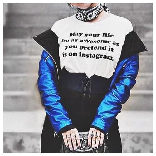 INSTAGRAM LIFE T-Shirt funny 100% Cotton tumblr grunge street style Fashion women casual vintage unisex quote fit tshirt top tee