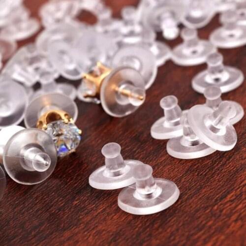 100Pcs/Lot Environmental Rubber Earring Backs Stopper Silicone Round Ear Plug Blocked Caps for DIY Parts Jewelry Findings Making