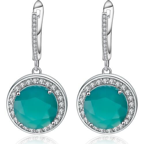 Gems Ballet 9.58Ct Natural Green Agate Gemstone Vintage Drop Earrings 925 Sterling Silver Green Onyx Wedding Earrings for Women