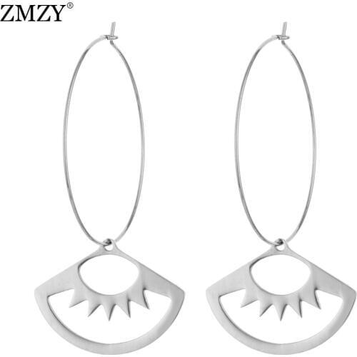 ZMZY Simple Ethnic Earrings for Women Stainless Steel Jewelry Drop Earrings Bohemian Evil Eye Earring Boho Wholesale Fashion