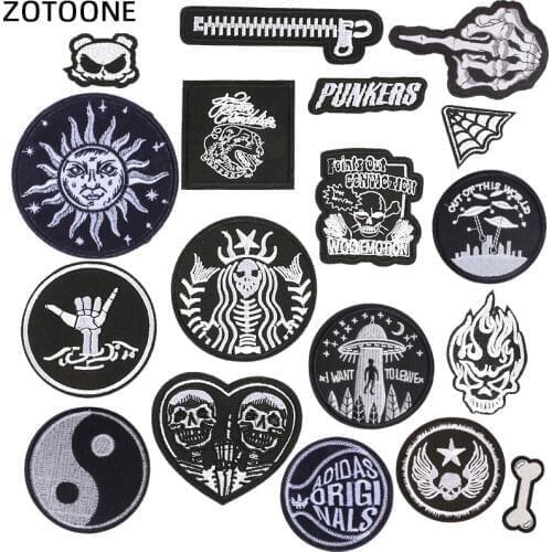 ZOTOONE Alien Biker Iron on Patches for Clothing Stickers Applique Diy Stranger Things Unicorn Embroidery Patch Stripes Clothes