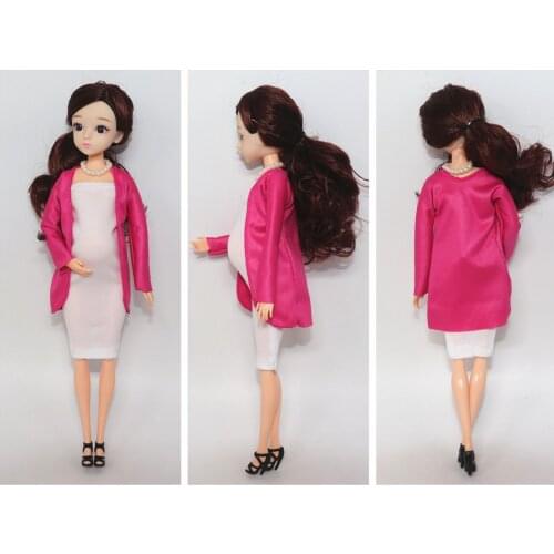 2pcs of set 1/6 Pregnant Dolls Dress Maternity Clothes for 11 inches Mom Dolls Cute Skirt with Coat set Doll Accessories Toys fo