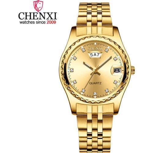 2021 CHENXI New Gold Watches Women Dress Watch Fashion Ladies Rhinestone Quartz Watches Female WristWatch Clock Relogio Feminin