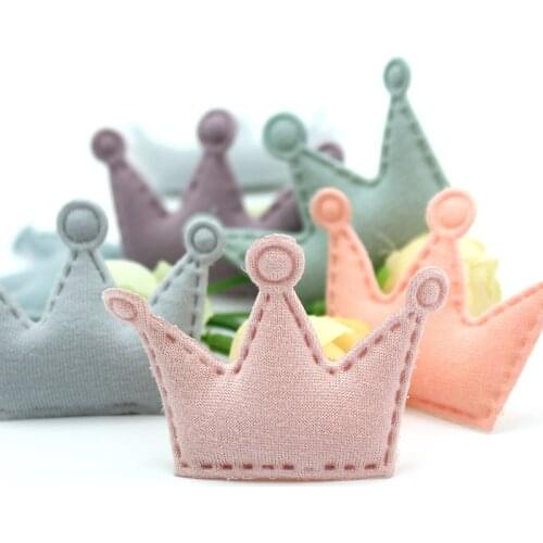 24Pcs 4*5cm French terry Crown Padded Appliques for Baby headwear Decor crafts handmade Hairpin Ornament accessories wholesale