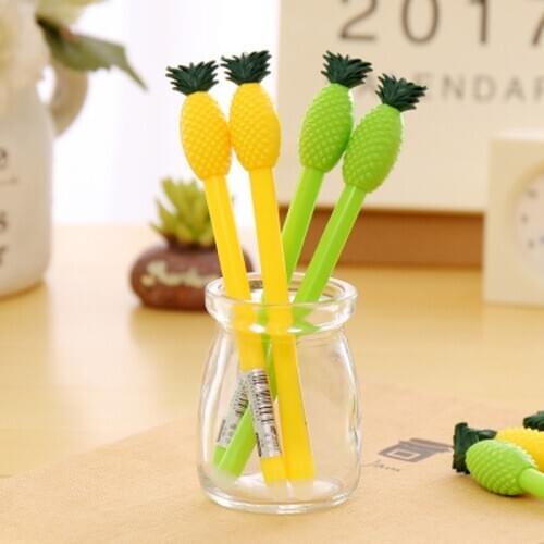 Pineapple Erasable Pen Creative Kawaii Erasable Pen Student Stationery Kawaii Pen Novelty Cartoon Black Ink Signature Gel Pen