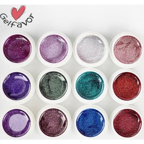 12 Color Glitter Laser Nail Gel Nail Art Tips Design Manicure UV LED Soak Off Paint Gel Ink UV Gel Nail Polishes Lacquer TSLM1