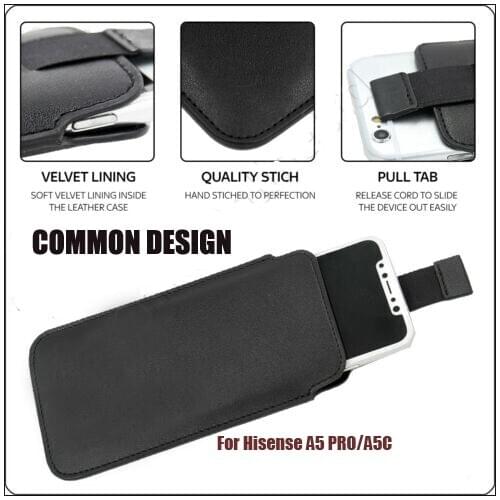 Casteel PU Leather Case For Hisense A5 PRO A5C Pull Tab Sleeve Pouch Case Cover