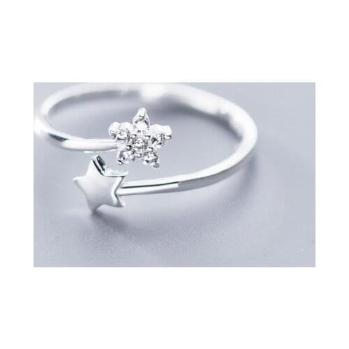 Colusiwei Shiny Clear CZ Open Finger Rings for Women Fashion Adjustable Star Band 925 Sterling Silver Wedding Engagement Jewelry