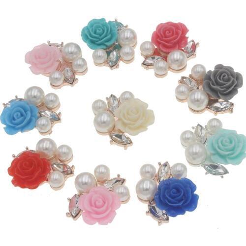 26mm Flatback Buttons Decorative Sequin Resin Flower Metal Pearl Buttons For Crafts Sewing Supplies Home Decoration Accessories