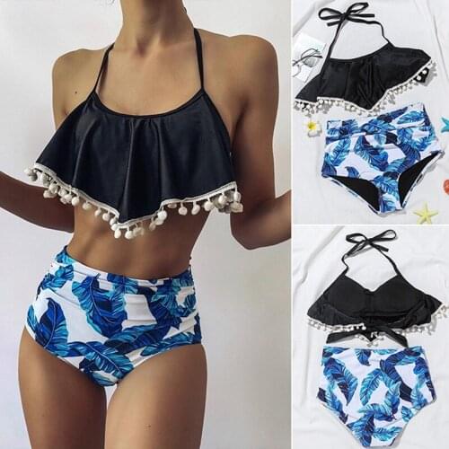 Women Bikini High Waist Swimsuits Print Ruffles Bikinis Swimming Suit for Womens Push Up Bathing Suits