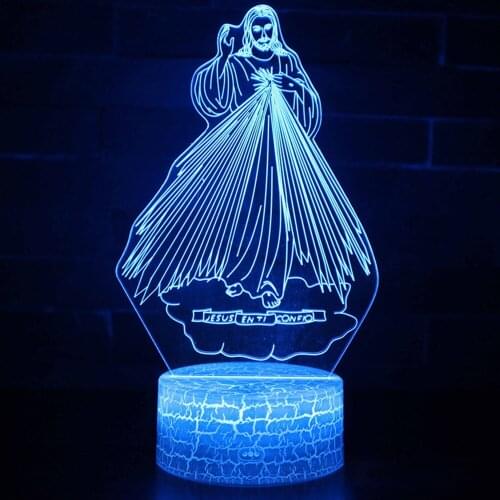 Home Decorative Sleep Light Christmas Gift Acrylic3DLED Night Light Blessed Virgin Mary Touch7Color Changing Desk Table LamLED