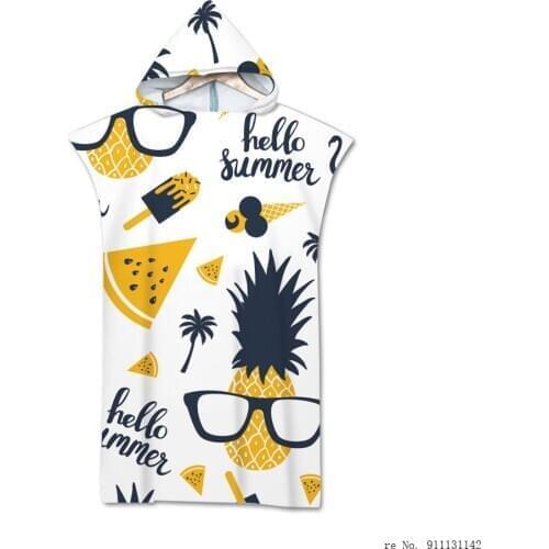 New Watermelon Fruit Double-sided Print Outdoor Swimming Pool Towel Super Fiber Hood Robe for Men and Women Surfing Beach Wear