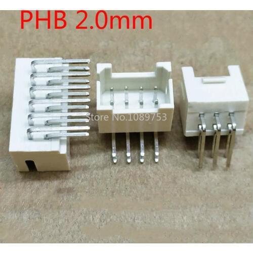 20PCS PHB 2.0mm Connector 2.0mm Male Socket Right Angle Double Row with Buckle PHSD Connectors 2*2/3/4/5/6/7/8/10P