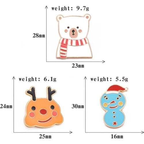 Cartoon Cute Christmas Badge Brooch Animal Elk Deer Bear Santa Claus Snowman Enamel Pins For Women Brooches Jackets Bag Pin Gift