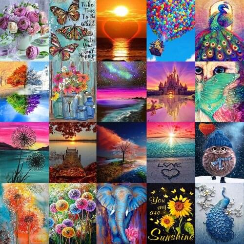 5D Diamond Painting Kit Peacock Elephant Animal Mosaic DIY Dandelion Diamond Embroidery Rhinestone Home Decoration