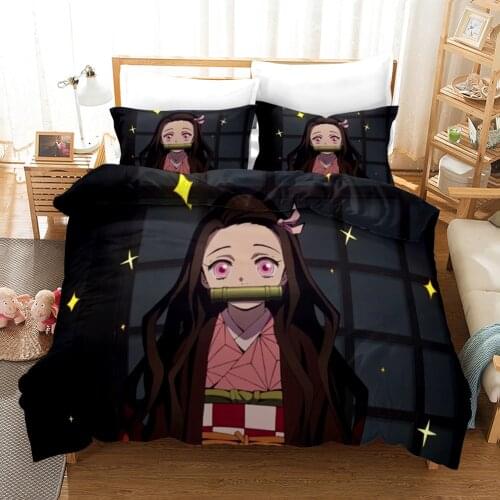 Japan Demon Slayer Bedding Set Cartoon Anima lovers Duvet Cover for Adults Single Size Bed Set Children Pillowcase Home Textiles