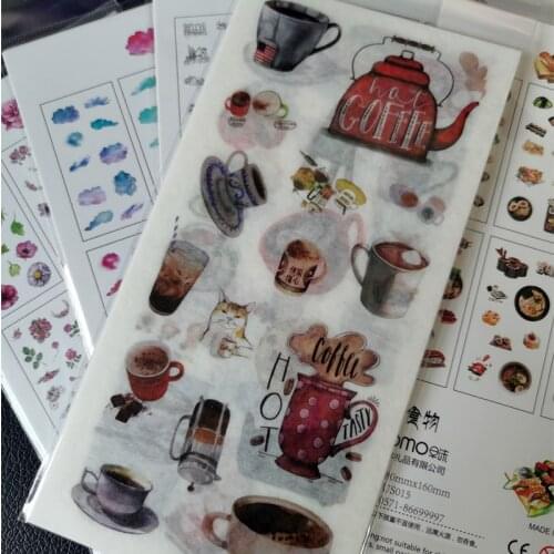 6 pcs/pack Vintage INS Coffee life Japanese Food Paper Stickers DIY diary Journal decoration label sticker album scrapbooking