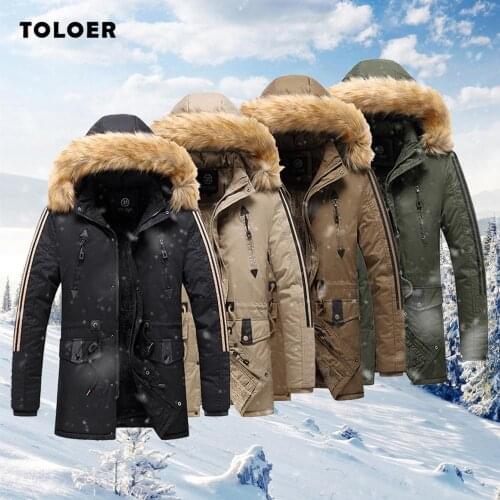 2021 New Style Mens Winter Coat Hooded Fur Collar Men Fleece Thick Warm Jacket Overcoat Male Parka Coat Windproof Hat-removable