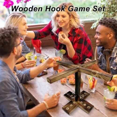 NEW Party Toys Leisure Industrial Style Bar Drink Shop Handmade Wooden Ring Toss Hooks Fast-paced Interactive Game For Party Gam