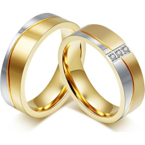 New Fashion Korean Titanium Steel Lovers Set Zircon Lovers Ring Accessories Wholesale Good Quality