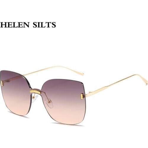 Fashion Rimless Sunglasses Women Brand Designer Oversized One Piece Sun Glasses Unique Colorful Eyewear Shades UV400 oculos de