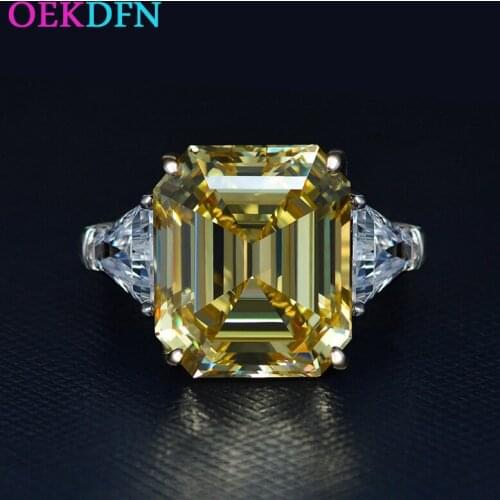 OEKDFN 14*16mm Big AAAAA+ Zircon 925 Sterling Silver Ring For Women White Citrine Pink Gemstone Engagement Wedding Jewelry Rings