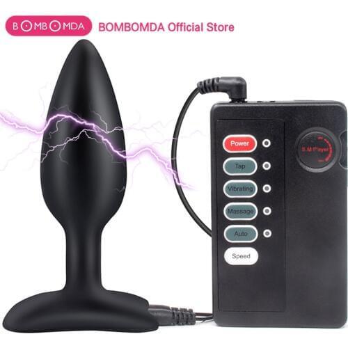 Huge Anal Dildo for Man Anal Vibrator Electric Shock Buttplug Bum Shock Prostate Massager Therapy Medical Themed Toys for Adults