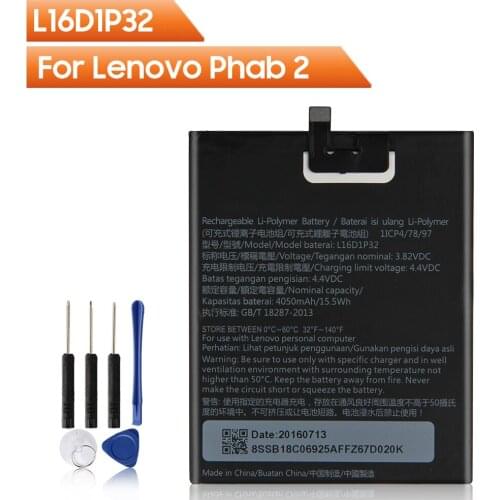 Original Replacement Tablet Battery L16D1P32 For Lenovo Phab2 Phab 2 670Y PB2-650M PB2-670N PB2-670M PB2-670Y PB2 670N 4050mAh