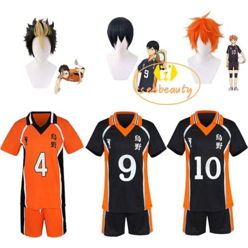 Haikyuu Karasuno High Jersey Wigs Tobio Kageyama Hinata Shyouyou Nishinoya Yuu Sportswear Uniform Carnival Cosplay Sport Costume
