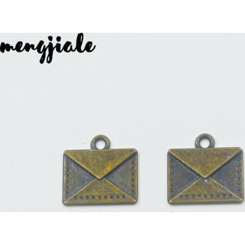 20pcs/lot Alloy Metal Antique Bronze envelope Pendants Charms DIY Jewelry Findings For Necklace Jewelry Making 15*14mm