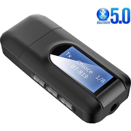 Bluetooth 5.0 Receiver Transmitter LCD Display 3.5mm AUX Jack 2 In 1 USB Bluetooth Dongle Wireless Audio Adapter For Speakers TV