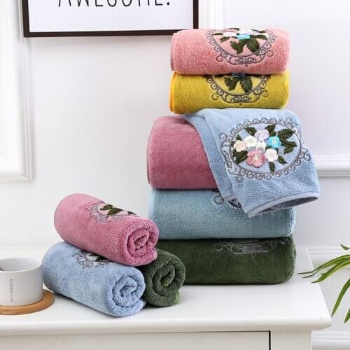 Drop Shipping New Embroidery Towel Set 1pc Bath Towel And 1pc Face towel For Adult Bathroom Towel 70*140cm/34*74cm