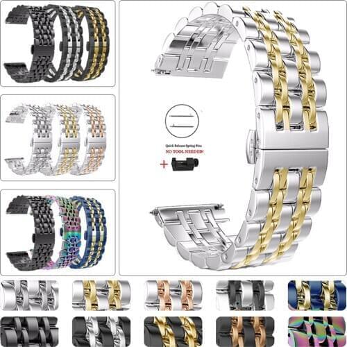 20/22mm Stainless Steel Strap for Xiaomi Huami Amazfit GTR 47/42mm Metal Bracelet Band Amazfit Stratos 3 GTS Bip Watchband Belt