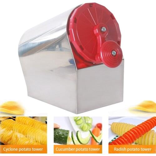 Twisted Potato Chipper Fried Machine Potato Tower Cooking Steel 3 Blades Manual Spiral Spiral Shape Vegetable Food Processor