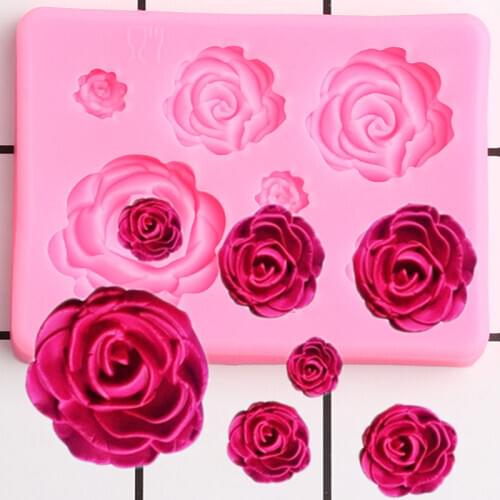 Sugarcraft Rose Flower Silicone Mold Wedding Cupcake Topper Fondant Cake Decorating Tools Candy Clay Chocolate Gumpaste Moulds