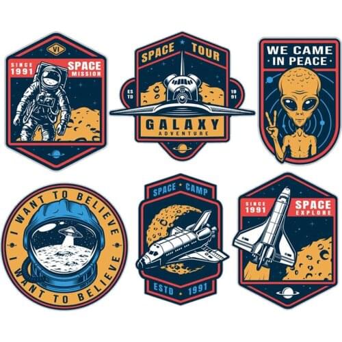 Prajna Astronaut Moon Space Rocket Iron On Transfers Vynil Heat Transfer UFO Ironing Stickers T-shirt Thermal Patches On Clothes