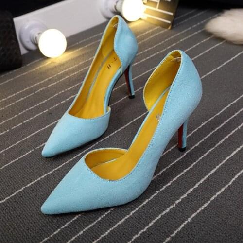 DDYZHY Faux Suede Women Pumps High Heels Women Shoes Fashion Lady Shoes Pointed Toe Thin Heels Ladies Shoes New Party Shoes Woma