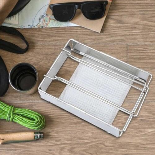 Outdoor Stainless Steel Foldable Barbecue Grill Portable Mini Bread Toast Sausage Barbecue Rack Camping Trip Barbecue Supplies