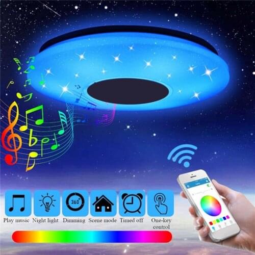 Smart LED APP + Remote Control Bluetooth Music Ceiling Light with RGB Dimmable Panel Lamp Speaker 24/36/60W Home Decor Lighting