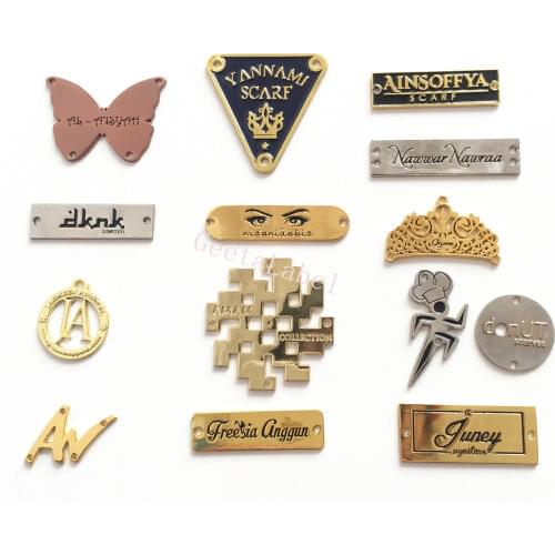 Very Cheaper High Quality Custom Brand logo Metal Label Bag For Clothing Swimwear